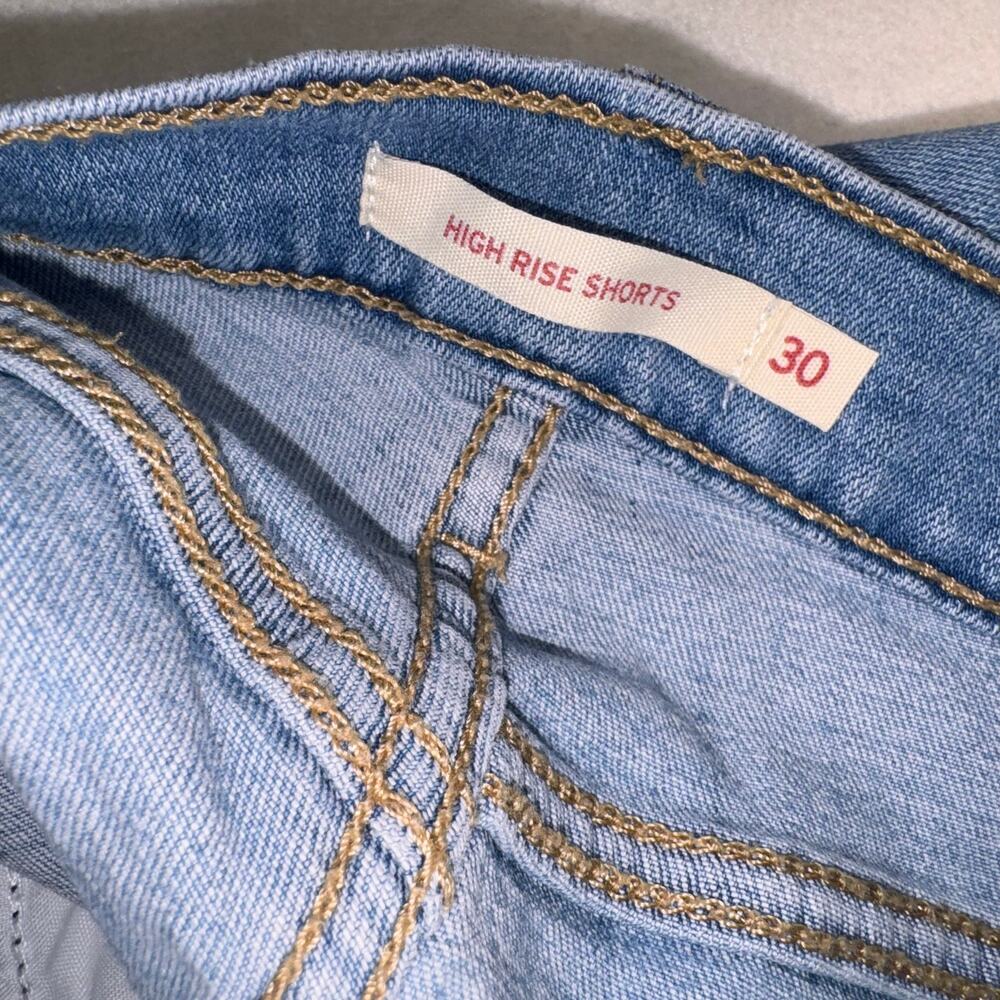 Light Blue Levis Distressed High Rise Short - Picture 4 of 6